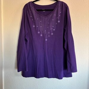 Catherines Purple Long Sleeve Top with Star Details